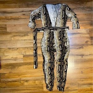 Sexy Snakeskin Catsuit | Stretchy Long Sleeve Jumpsuit